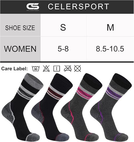 مجموعة من 4 جوارب نسائية من صوف ميرينو للمشي لمسافات طويلة من CS CELERSPORT، جوارب مبطنة دافئة للشتاء الحراري in Kuwait