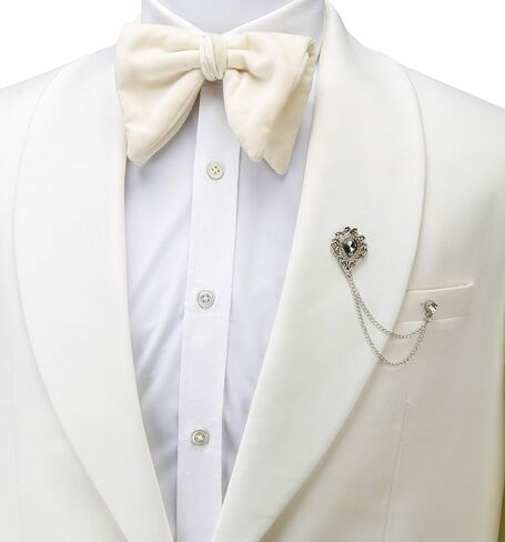 A N KINGPiiN Lapel Pin for Men Stone Detailing with Engraving Metal Crystal Chain Brooch Suit Stud, Shirt Studs Men's Accessories (Silver-Champagne) in Saudi Arabia