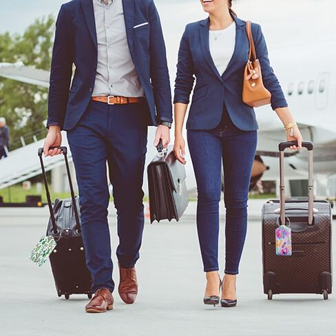2 حزمة من علامات الأمتعة للسفر فلامنغو من جلد البولي يوريثان ملحقات علامة الأمتعة غطاء الخصوصية ملصق تعريف مع حلقة من الفولاذ المقاوم للصدأ لحقيبة السفر للنساء والرجال in Kuwait