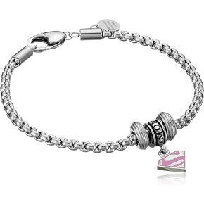DC Comics Stainless Steel Pink Superman Bead Charm Bracelet in Saudi Arabia