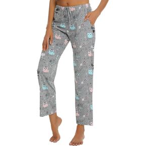 ENJOYNIGHT Women Cotton Lounge Pants Comfy Pajama Bottoms With Pockets&Drawstring