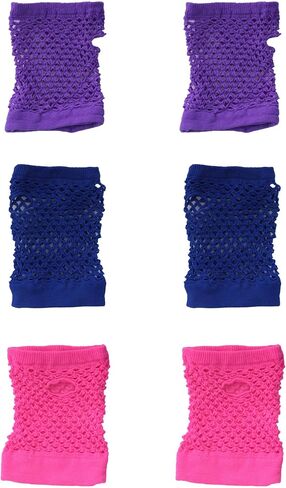 Ruwado 3 Pairs Fingerless Fishnet Gloves Neon Vintage Short Mesh Gloves for Women Girls Dress Up 70s Parties Costume in Saudi Arabia
