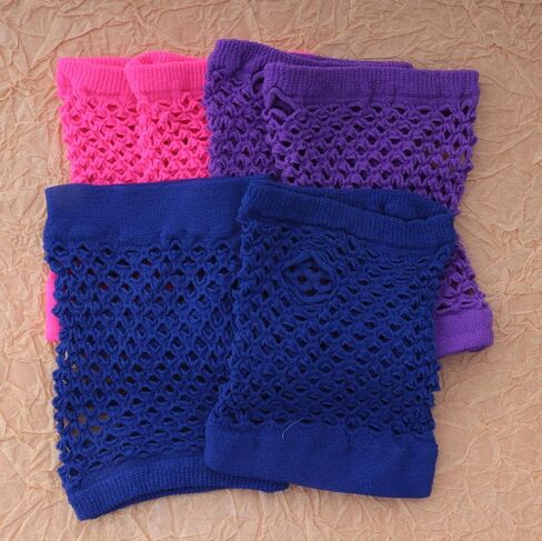 Ruwado 3 Pairs Fingerless Fishnet Gloves Neon Vintage Short Mesh Gloves for Women Girls Dress Up 70s Parties Costume in Saudi Arabia