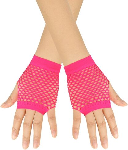 Ruwado 3 Pairs Fingerless Fishnet Gloves Neon Vintage Short Mesh Gloves for Women Girls Dress Up 70s Parties Costume in Saudi Arabia