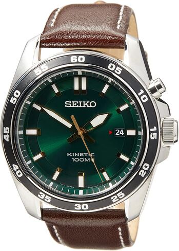 Seiko Herren-Uhr Kinetik Edelstahl mit Lederband in Saudi Arabia