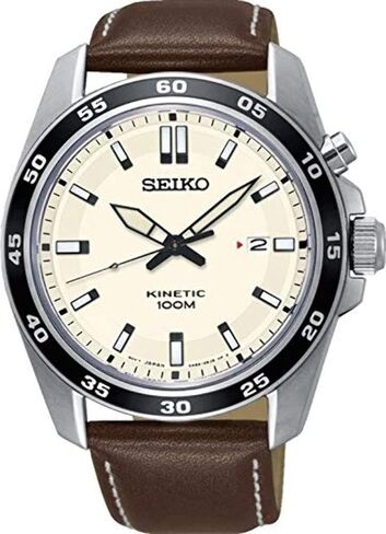 Seiko Herren-Uhr Kinetik Edelstahl mit Lederband in Saudi Arabia