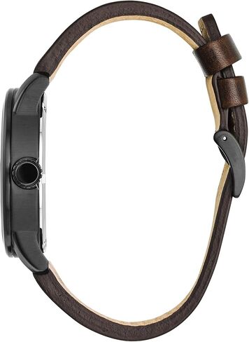 Citizen Men's Eco-Drive Weekender Garrison Field Watch in Black IP Stainless Steel with Brown Leather strap, Navy Dial (Model: BM8478-01L) in Saudi Arabia