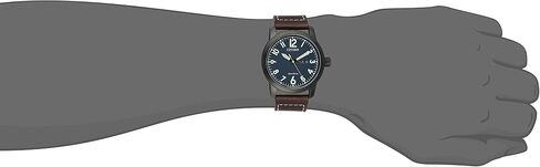 Citizen Men's Eco-Drive Weekender Garrison Field Watch in Black IP Stainless Steel with Brown Leather strap, Navy Dial (Model: BM8478-01L) in Saudi Arabia