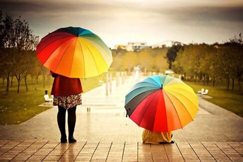 24k Color Rainbow Umbrella Fashion Long Handle Straight Anti-UV Sun/Rain Stick Umbrella Manual Big Parasol in Saudi Arabia