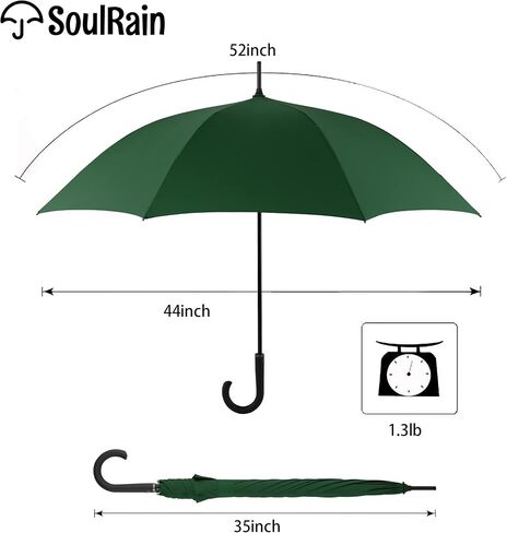 SoulRain 50 بوصة مظلة عصا كبيرة مقاومة للرياح أوتوماتيكية مفتوحة كبيرة الحجم بمقبض J للرجال والنساء مظلة جولف قوية غير قابلة للكسر للسفر in Kuwait