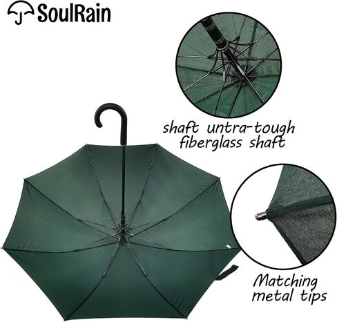 SoulRain 50 بوصة مظلة عصا كبيرة مقاومة للرياح أوتوماتيكية مفتوحة كبيرة الحجم بمقبض J للرجال والنساء مظلة جولف قوية غير قابلة للكسر للسفر in Kuwait