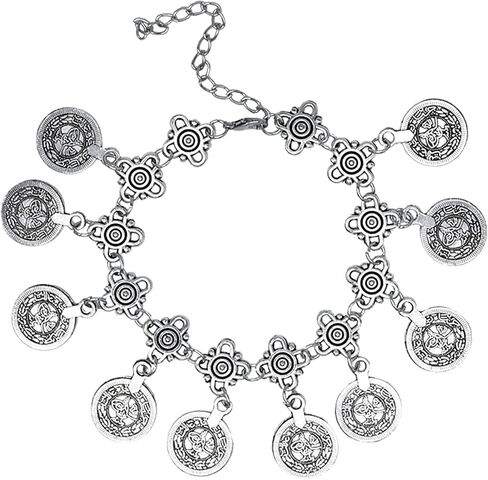 FUAHXYES Vintage Bohemian Coins Charming Bracelets Summer Adjustable Coin Tassel Anklet Beach Barefoot Chain Anklets Fashion Jewelry Women Girls in Saudi Arabia