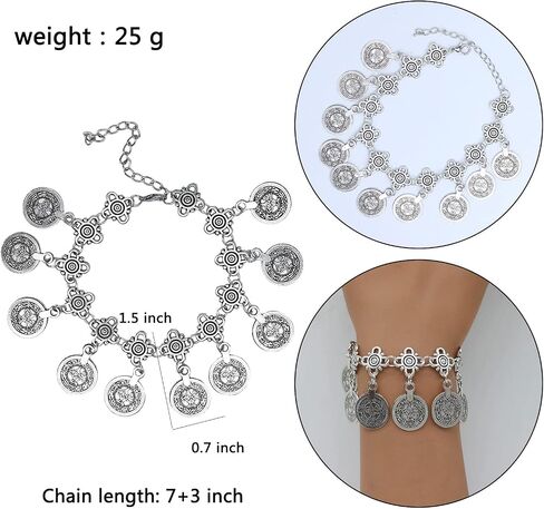 FUAHXYES Vintage Bohemian Coins Charming Bracelets Summer Adjustable Coin Tassel Anklet Beach Barefoot Chain Anklets Fashion Jewelry Women Girls in Saudi Arabia