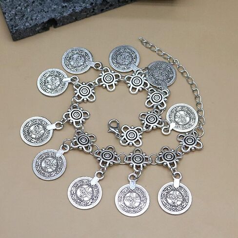 FUAHXYES Vintage Bohemian Coins Charming Bracelets Summer Adjustable Coin Tassel Anklet Beach Barefoot Chain Anklets Fashion Jewelry Women Girls in Saudi Arabia