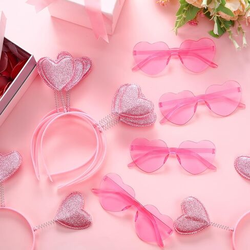 Yunsailing 48 Pcs Valentines Heart Head Boppers Headbands and Heart Shape Sunglasses for Valentine's Day Accessories in Saudi Arabia