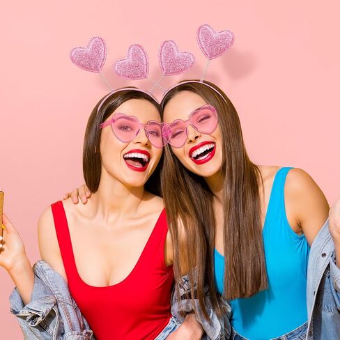 Yunsailing 48 Pcs Valentines Heart Head Boppers Headbands and Heart Shape Sunglasses for Valentine's Day Accessories in Saudi Arabia