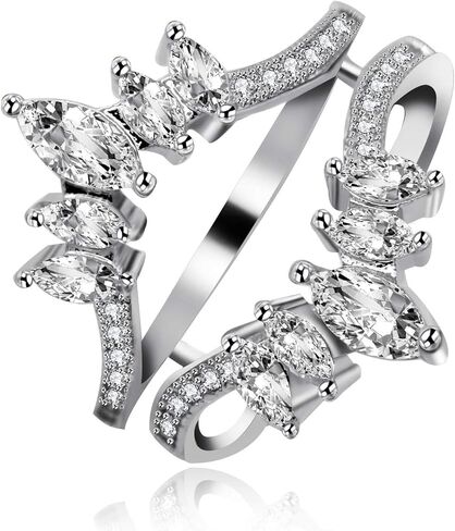 Uloveido Women's 925 Sterling Silver Marquise Cut Cubic Zirconia Wedding Engagement Ring Enhancer Y530 in Saudi Arabia