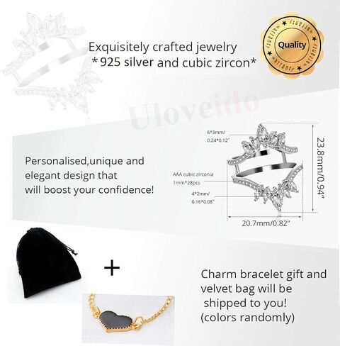 Uloveido Women's 925 Sterling Silver Marquise Cut Cubic Zirconia Wedding Engagement Ring Enhancer Y530 in Saudi Arabia