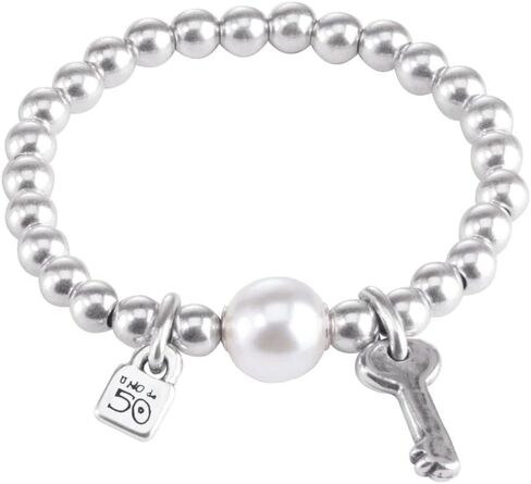Bracelet in metal mix coated in 15 micro silver with multicolour glasses with pearl. in Saudi Arabia