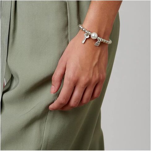 Bracelet in metal mix coated in 15 micro silver with multicolour glasses with pearl. in Saudi Arabia