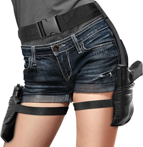 Lethal Lace: The Women's Black Widow Costume Belt with Gun Holster and Leg Accessories - Inspired by Lara Croft - Tomb Raider Costume in Kuwait