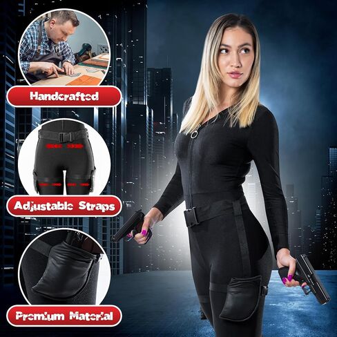 Lethal Lace: The Women's Black Widow Costume Belt with Gun Holster and Leg Accessories - Inspired by Lara Croft - Tomb Raider Costume in Kuwait