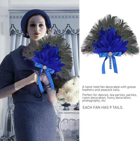 Vijiv Vintage Bridal Feather Bouquet for Wedding Bride 1920s Large Ostrich Feather Fan Peacock Bridesmaid Bouquet 20s Gatsby Wedding Bouquet Flapper Accessories in Kuwait