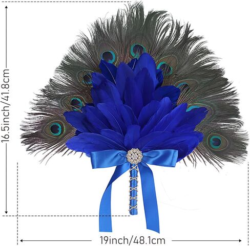 Vijiv Vintage Bridal Feather Bouquet for Wedding Bride 1920s Large Ostrich Feather Fan Peacock Bridesmaid Bouquet 20s Gatsby Wedding Bouquet Flapper Accessories in Kuwait