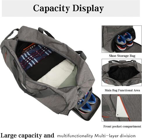 Duffle Bag Large Weekend Travel Bag, 65 Liter Foldable Travel Bag, Boarding Luggage with Shoe Pocket, Travel, Fitness, Men's and Women's Travel Bag in Saudi Arabia