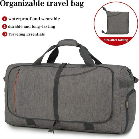 Duffle Bag Large Weekend Travel Bag, 65 Liter Foldable Travel Bag, Boarding Luggage with Shoe Pocket, Travel, Fitness, Men's and Women's Travel Bag in Saudi Arabia