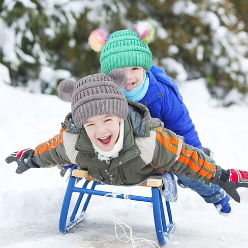 مجموعة قفازات وشاح قبعة شتوية للأطفال الصغار، قبعة محبوكة مبطنة بالصوف للأولاد والبنات مع قبعة بوم بوم مع تدفئة للرقبة وقفازات in Kuwait