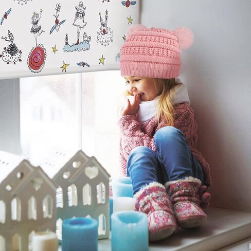 مجموعة قفازات وشاح قبعة شتوية للأطفال الصغار، قبعة محبوكة مبطنة بالصوف للأولاد والبنات مع قبعة بوم بوم مع تدفئة للرقبة وقفازات in Kuwait