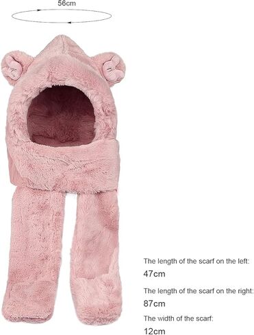 طفل الحيوان مقنعين وشاح فتاة الشتاء الصياد قبعة مع إيرفلاب 3 في 1 لطيف الدب أرنب قبعة الأطفال أفخم جيب قفازات مجموعة in Kuwait