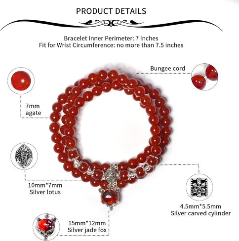 Ruishupin Natural carnelian bracelet,Red agate stone 6mm Beads silver accessories bracelet for women, Jewelry Healing Bracelets Bring Luck and happyness Prosperity. a blessing gift in Saudi Arabia
