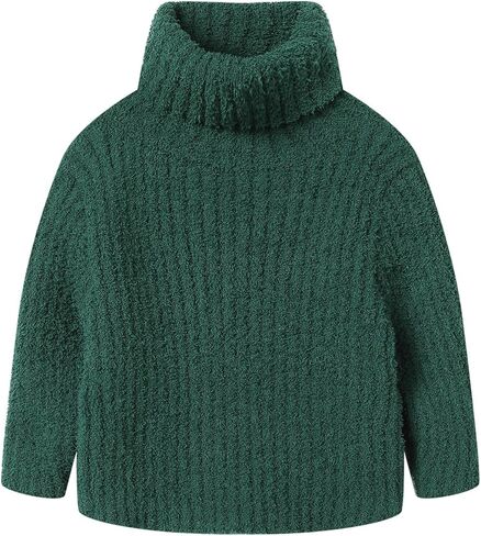 Mud Kingdom Neutral Kids Chenille Sweater for Boy Girl Winter Furry Turtleneck Tops Warm in Saudi Arabia