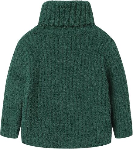 Mud Kingdom Neutral Kids Chenille Sweater for Boy Girl Winter Furry Turtleneck Tops Warm in Saudi Arabia