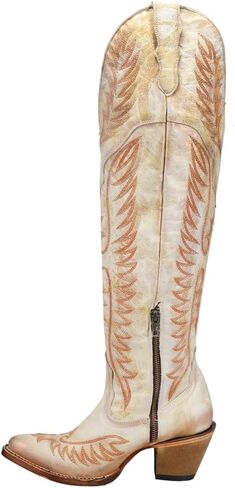 Corral Boots Womens Ld Embroidery & Tall Snip Toe Casual Boots Over the Knee High Heel 3" & Up - Beige in Saudi Arabia