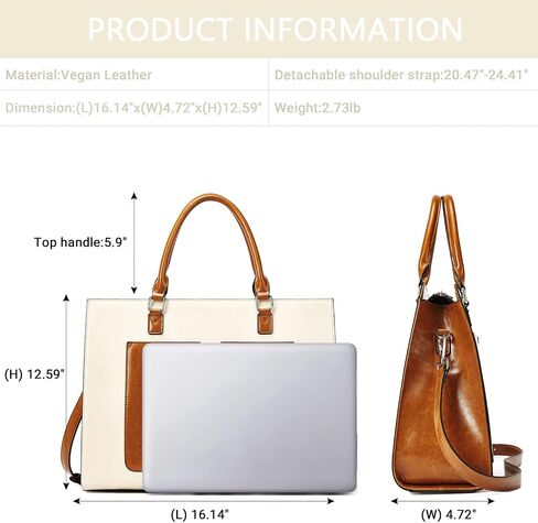 Telena Laptop Tote Bag for Women, 15.6 Inch Shoulder Tote Bag Leather Briefcase for Women, Large Capacity Handbag Bags in Kuwait