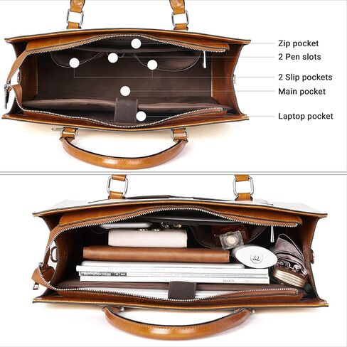 Telena Laptop Tote Bag for Women, 15.6 Inch Shoulder Tote Bag Leather Briefcase for Women, Large Capacity Handbag Bags in Kuwait