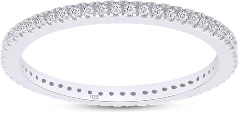 AFFY White Natural Diamond Eternity Stackable Wedding Anniversary Ring 925 & 10K, 14K White Gold (0.20 Cttw) in Saudi Arabia