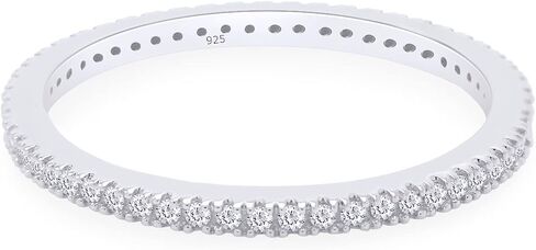 AFFY White Natural Diamond Eternity Stackable Wedding Anniversary Ring 925 & 10K, 14K White Gold (0.20 Cttw) in Saudi Arabia