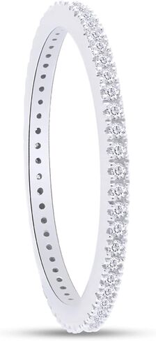 AFFY White Natural Diamond Eternity Stackable Wedding Anniversary Ring 925 & 10K, 14K White Gold (0.20 Cttw) in Saudi Arabia