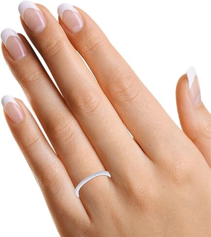 AFFY White Natural Diamond Eternity Stackable Wedding Anniversary Ring 925 & 10K, 14K White Gold (0.20 Cttw) in Saudi Arabia