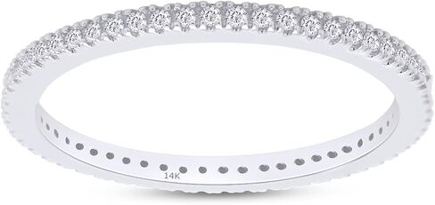 AFFY White Natural Diamond Eternity Stackable Wedding Anniversary Ring 925 & 10K, 14K White Gold (0.20 Cttw) in Saudi Arabia
