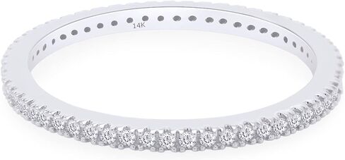 AFFY White Natural Diamond Eternity Stackable Wedding Anniversary Ring 925 & 10K, 14K White Gold (0.20 Cttw) in Saudi Arabia