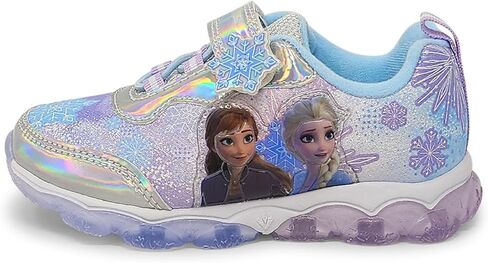 حذاء رياضي مضاء للبنات من Disney Frozen حذاء Elsa and Anna المضيء للأطفال مع حزام قابل للتعديل فضي/أزرق in Kuwait