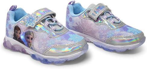 حذاء رياضي مضاء للبنات من Disney Frozen حذاء Elsa and Anna المضيء للأطفال مع حزام قابل للتعديل فضي/أزرق in Kuwait