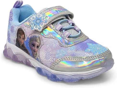 حذاء رياضي مضاء للبنات من Disney Frozen حذاء Elsa and Anna المضيء للأطفال مع حزام قابل للتعديل فضي/أزرق in Kuwait