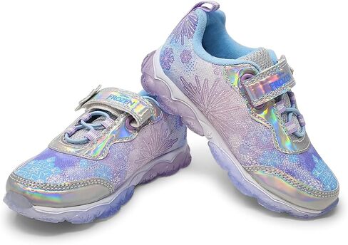 حذاء رياضي مضاء للبنات من Disney Frozen حذاء Elsa and Anna المضيء للأطفال مع حزام قابل للتعديل فضي/أزرق in Kuwait