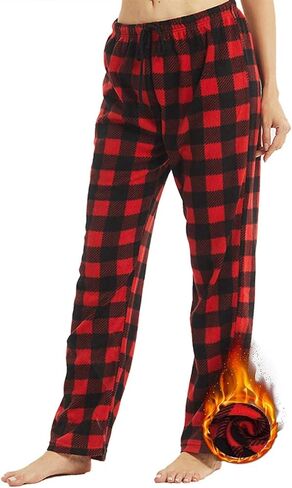 1-2 Pack Women Pajama Pants Fleece Plaid Pajamas Bottoms Soft Comfy Sleep Lounge Pj Pants in Saudi Arabia